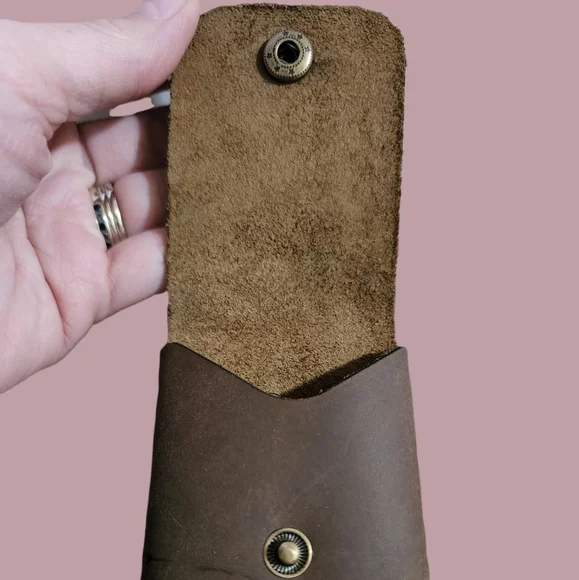 Handmade Genuine Leather Small Card/Money Holder - Picture 2 of 7